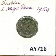 2 PAISE 1959 INDE INDIA Pièce #AY716.F.A - Indien