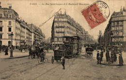 PARIS LA RUE SAINT LAZARE ET LE BOULEVARD HAUSMANN - Arrondissement: 09