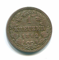 1 KREUZER 1862 Frankfurt ALLEMAGNE Pièce GERMANY #DE10143.3.F.A - Andere & Zonder Classificatie