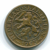 1 CENT 1965 ANTILLAS NEERLANDESAS Bronze Fish Colonial Moneda #S11127.E.A - Niederländische Antillen
