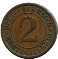 2 RENTENPFENNIG 1924 A DEUTSCHLAND Münze GERMANY #DB830.D.A - 2 Renten- & 2 Reichspfennig