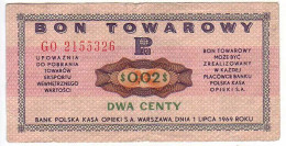 (Billets). Pologne. Communist Poland. Foreing Exchange Certificate Bon Towarowy PKO 1 C 1969 GL 3278104 & 2 C GO 2155326 - Pologne