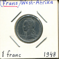 1 FRANC 1948 Französisch WESTERN AFRICAN STATES Koloniale Münze #AM518.D.A - África Occidental Francesa