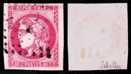 France N° 49 Obl. GC Signé Scheller - Cote 350 Euros - TB Qualité - 1870 Uitgave Van Bordeaux