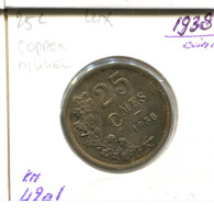 25 CENTIMES 1938 LUXEMBURGO LUXEMBOURG Moneda #AT190.E.A - Luxemburgo