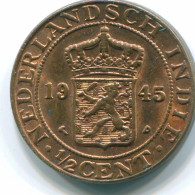 1/2 CENT 1945 NIEDERLANDE OSTINDIEN INDONESISCH Koloniale Münze #S13091.D.A - Niederländisch-Indien