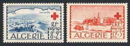 Algeria B67-B68, Lightly Hinged. Red Cross 1952. View Of El Oued. Map, Truck. - Algérie (1962-...)