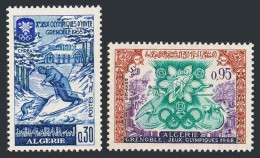 Algeria 380-381,MNH.Michel 485-486. Olympics Grenoble-1968:Skiers,Emblem. - Algeria (1962-...)