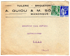1939  "  A GUIOU & SOULET  Tuilerie - Briqueterie "  Envoyée à VOLX - Covers & Documents