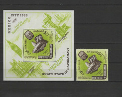 Aden - Qu'aiti State In Hadhramaut 1966 Olympic Games Mexico Stamp + S/s MNH - Ete 1968: Mexico