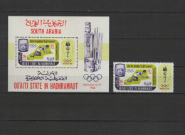 Aden - Qu'aiti State In Hadhramaut 1967 Olympic Games Mexico Stamp + S/s MNH - Ete 1968: Mexico
