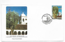 BOLIVIA YEAR 2002 MILENARY CEDRO, TREE, 400TH ANNIV OF SUCRE MONASTERY FDC - Bolivien