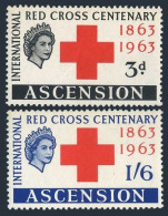 Ascension 90-91, Hinged. Michel 90-91. Red Cross Centenary, 1963. - Ascensión