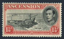 Ascension 42b Perf 13 1/2, Hinged. Michel 43Aa. George VI, 1944. The Pier. - Ascension