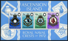 Ascension 159a, Hinged. Mi Bl.4. Royal Naval Crests 1972. Lobestoft, Auckland, - Ascension