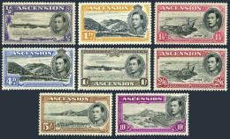 Ascension 40, 41A, 42, 44B, 46-49, Hinged. George VI, 1944. View Of Georgetown, - Ascension