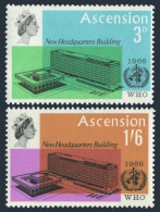 Ascension 102-103, Hinged. Michel 102-103. New WHO Headquarters, 1966. - Ascension (Ile De L')