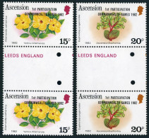 Ascension 321-322 Gutter,MNH.Michel 326-327. Commonwealth Games 1981.Flowers. - Ascension