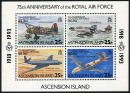 Ascension 561 Sheet, MNH. Mi Bl.24. Royal Air Force-75. 1993. Westland Lysander, - Ascension
