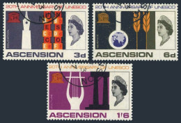 Ascension 108-110, CTO. Mi 112-114. UNESCO-20, 1967. Education, Science,Culture. - Ascensión