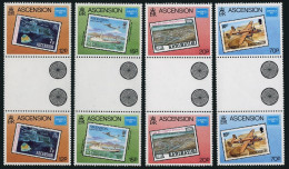 Ascension 394-397 Gutter, 398, MNH. AMERIPEX-1986. Stamp On Stamp,Ships,USA-200, - Ascension (Ile De L')