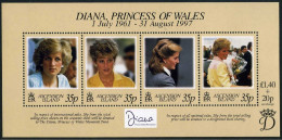 Ascension 696 Ad Sheet, MNH. Mi 751-754 Bl.33. Diana, Princess Of Wales, 1998. - Ascension (Ile De L')