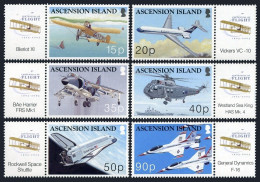 Ascension 827-832, 833, MNH. Powered Flight, Centenary. 2003. Planes. - Ascension