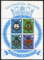 Ascension 169a Sheet, MNH. Mi Bl.6. Royal Naval Crests 1972: Birmingham,Cardiff, - Ascension