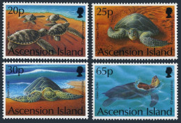 Ascension 585-588, 589, MNH. Mi 633-636, Bl.26. Marine Life 1994. Green Turtle. - Ascensión