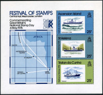 Ascension 214a Sheet,or Tristan 208a,MNH.Michel Bl.9. Stamp On Stamp,1976.Ship. - Ascension