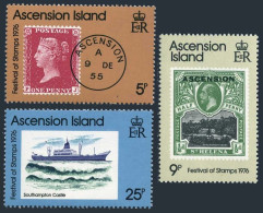 Ascension 212-214,214a, MNH. Michel 212-214, Bl.9 Stamp On Stamp, 1976. Ship. - Ascensión