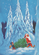BABBO NATALE BAMBINO Natale Vintage Cartolina CPSM #PAK271.A - Santa Claus