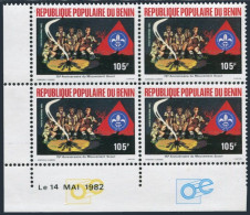 Benin C299 Block/4,MNH.Michel 282. Scouting Year 1982.Campfire. - Benin – Dahomey (1960-...)