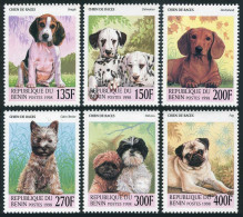 Benin 1087-1092,1093,MNH. Dogs 1998. Beagle,Dalmatian,Dachhund,Cairn Terrier,Pug - Bénin – Dahomey (1960-...)