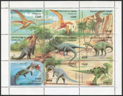 Benin 1085 Ai Sheet, MNH. Michel 1040-1048 Klb. Dinosaurs 1998. - Bénin – Dahomey (1960-...)
