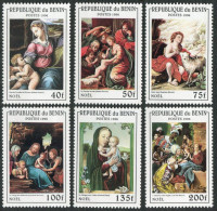 Benin 836-841,842, MNH. Mi 771-776,Bl.15. Christmas 1996. Raphael, Murillo,Vinci - Benin - Dahomey (1960-...)