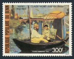 Benin C302, MNH. Michel 303. Monet In Boat, By Claude Monet, 1982. - Benin - Dahomey (1960-...)