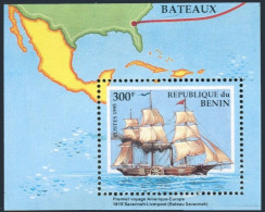 Benin 754, MNH. Michel 805 Bl.18. Ships 1995. Map. - Benin – Dahomey (1960-...)