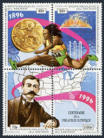 Benin 864 Ad Block,MNH.Mi 813-816. Modern Olympics-100,1996.Pierre De Coubertin. - Benin - Dahomey (1960-...)