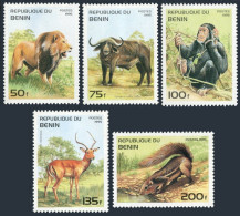 Benin 774-778,779, MNH. Mi 691-695, Bl.13. Wild Mammals 1995: Panthera, Caffer, - Benin – Dahomey (1960-...)