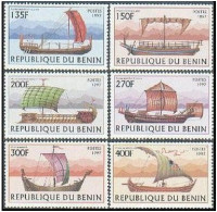 Benin 1040-1045, 1046, MNH. Mi 971-976, 977 Bl.33. Ancient Sailing Ships, 1997. - Benin – Dahomey (1960-...)