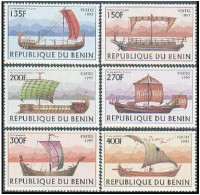 Benin 1040-1045, 1046, MNH. Mi 971-976, 977 Bl.33. Ancient Sailing Ships, 1997. - Bénin – Dahomey (1960-...)