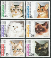 Benin 761-766,767, MNH. Domestic Cats 1995. Tabby,Ruddy Red,White Longhair,Seal  - Benin – Dahomey (1960-...)