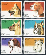 Benin 741-746,747, MNH. Michel 675-650,Bl.12. Dogs 1995. German Shepherd,Beagle, - Benin – Dahomey (1960-...)