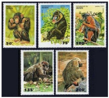 Benin 755-759,760, MNH. Primates 1995. Monkey.Pan Troglodytes, Mandrillus Sphinx - Benin - Dahomey (1960-...)