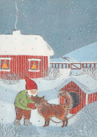 PÈRE NOËL Bonne Année Noël GNOME Vintage Carte Postale CPSM #PAU474.A - Santa Claus