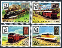 Burkina Faso 501-504, MNH. Michel 755-758, Bl.53. Sir Rowland Hill, 1979.Trains. - Burkina Faso (1984-...)