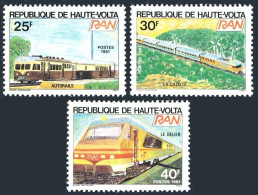 Burkina Faso 567-569, MNH. Michel 831-833. Abidjan-Niger Railroad, 1981. Trains. - Burkina Faso (1984-...)