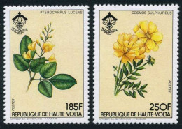 Burkina Faso 648,650,MNH.Michel 951,953. Flowers 1984.Scouting Emblem. - Burkina Faso (1984-...)
