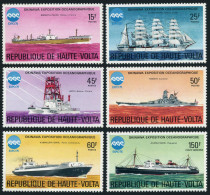 Burkina Faso 375-378, C223, MNH. Michel 593-598. EXPO-1975, Okinawa. Ships. - Burkina Faso (1984-...)